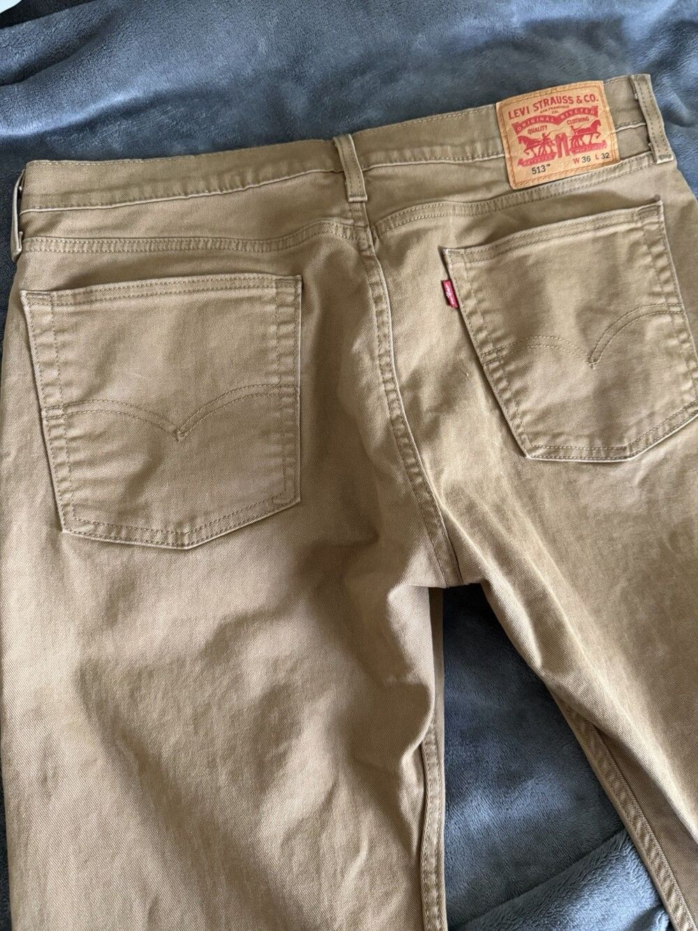 Levi’s 513 Slim Straight Pants Lot 2 Pair Men’s W36 L32 Charcoal Khaki Chino - Picture 14 of 15